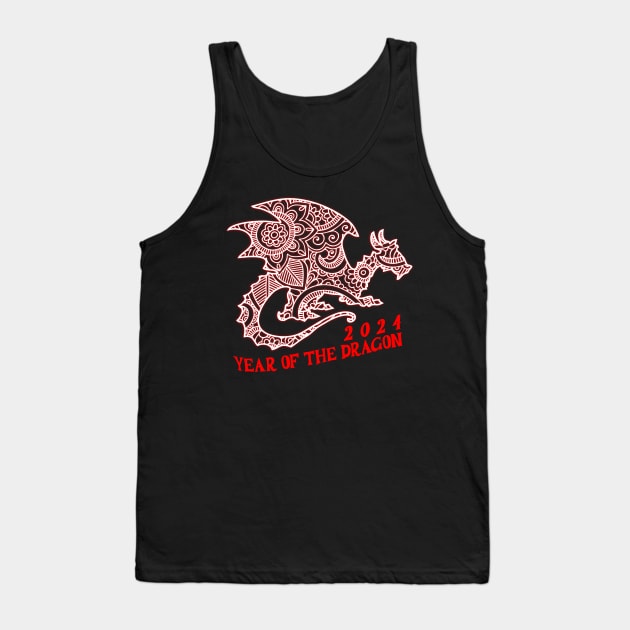 2024 Year of the Dragon, Hello 2024, Year of the Dragon 2024, Happy New Year 2024 Tank Top by sarcasmandadulting